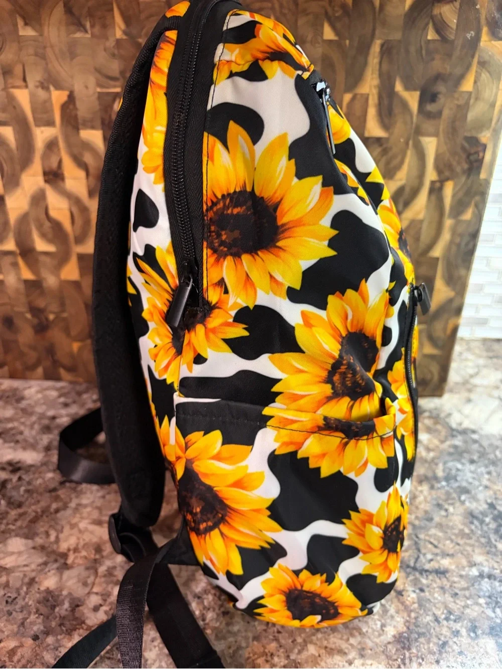 Sunflower Print Women's Backpack - Yellow Sunflower